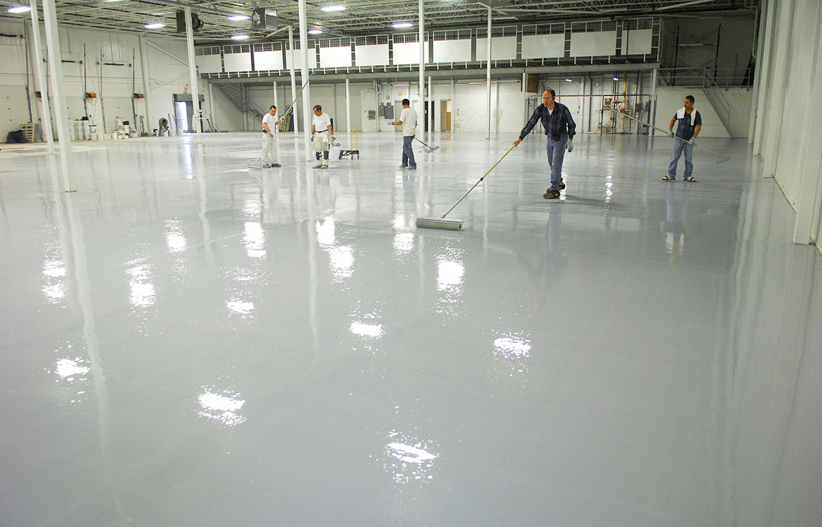 Epoxy sealed and repaired floor 